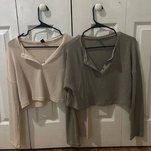 Shein cropped waffle shirts